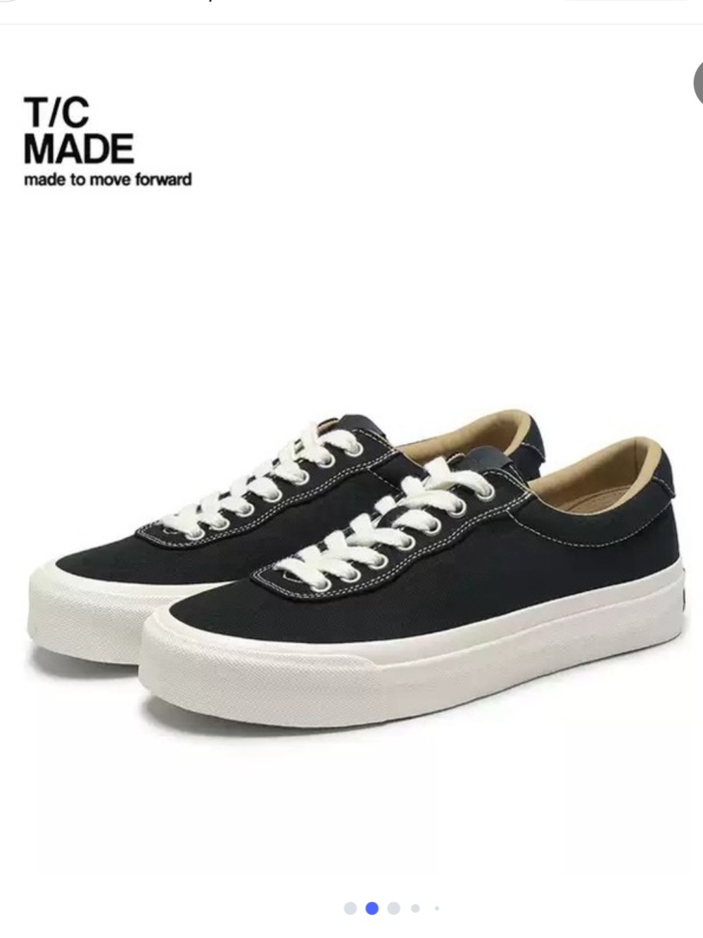 T/C MADE Classic Men’s Black & White Low-Top Canvas Sneakers w/Platform, Size 9